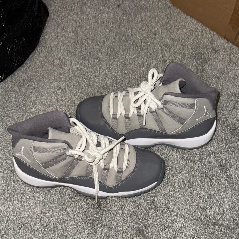 Jordan Gray and White High-Top Sneakers